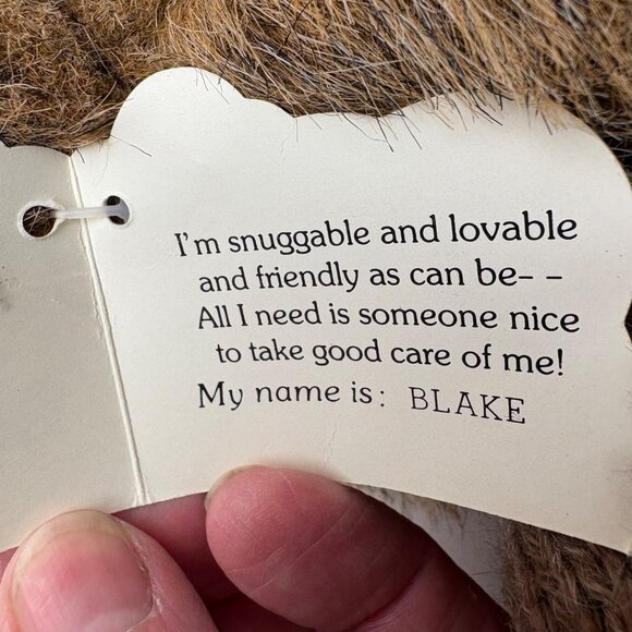 VTG 1985 BLAKE Heartline Snuggables Jointed Teddy Bear Knit Sweater 12" Tags Bow - Picture 9 of 9